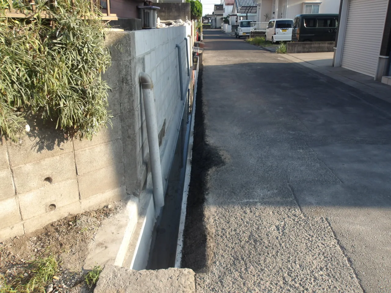 住宅地に整備された側溝